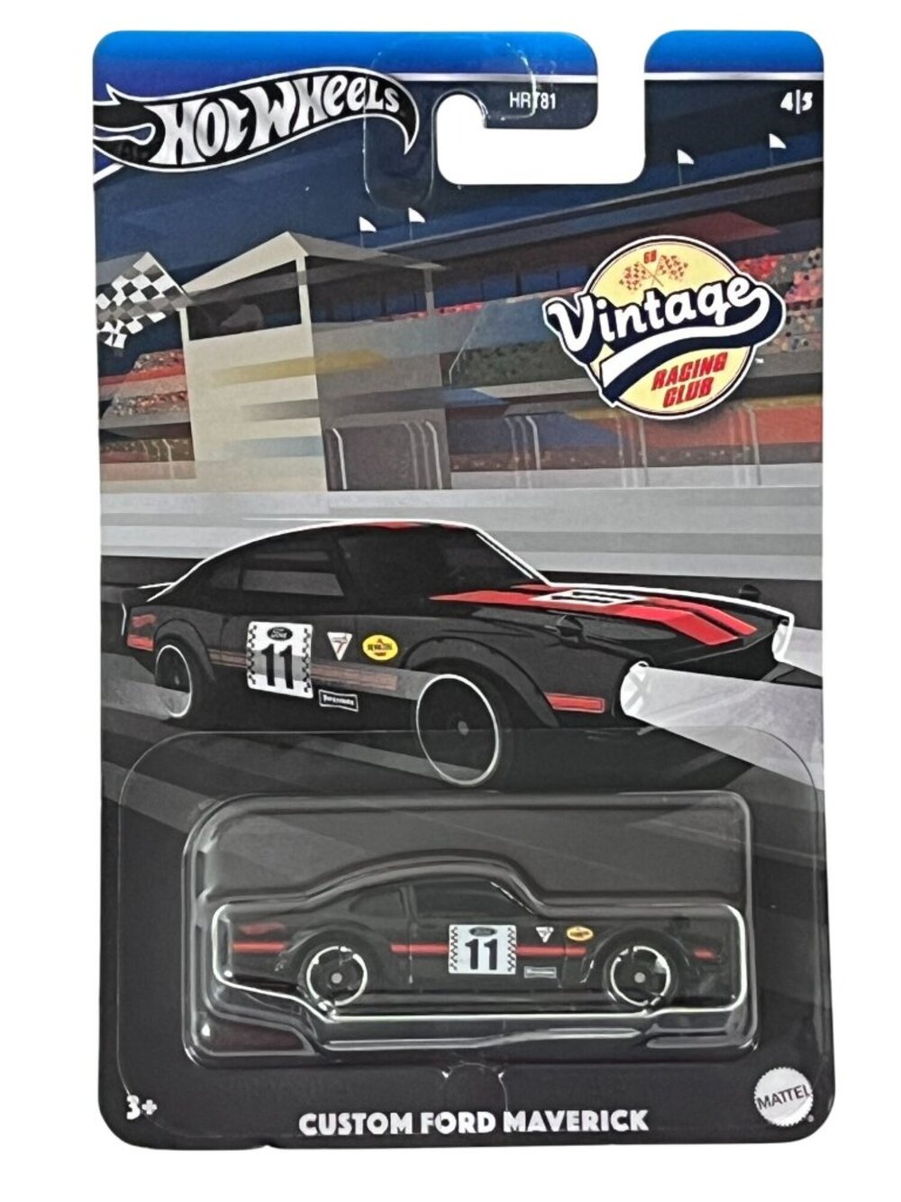 Hot Wheels Custom Ford Maverick Vintage Racing Club 4/5 Black Muscle Car NOC